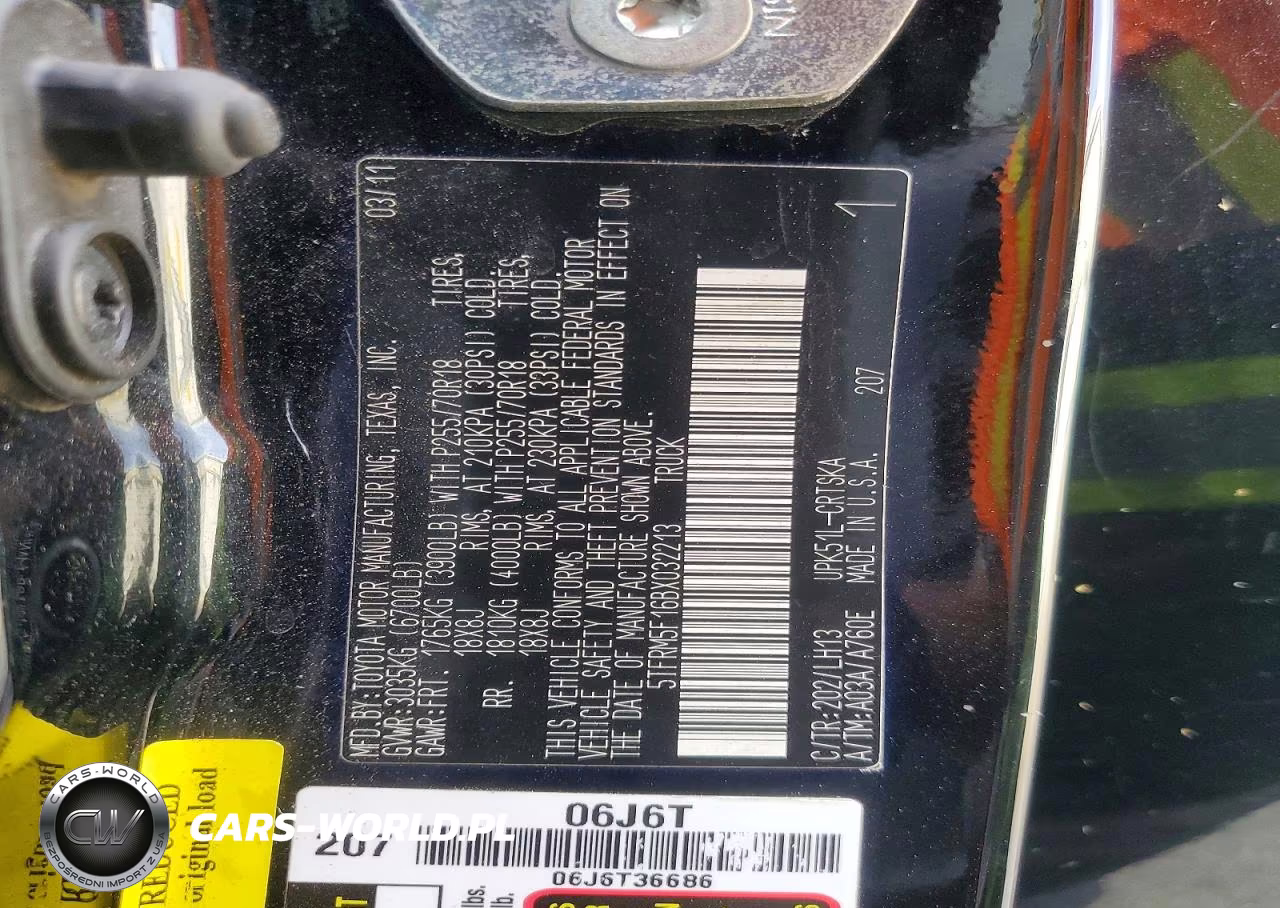 2011 Toyota Tundra Double Cab Sr5 VIN:5TFRM5F16BX032213 - 12