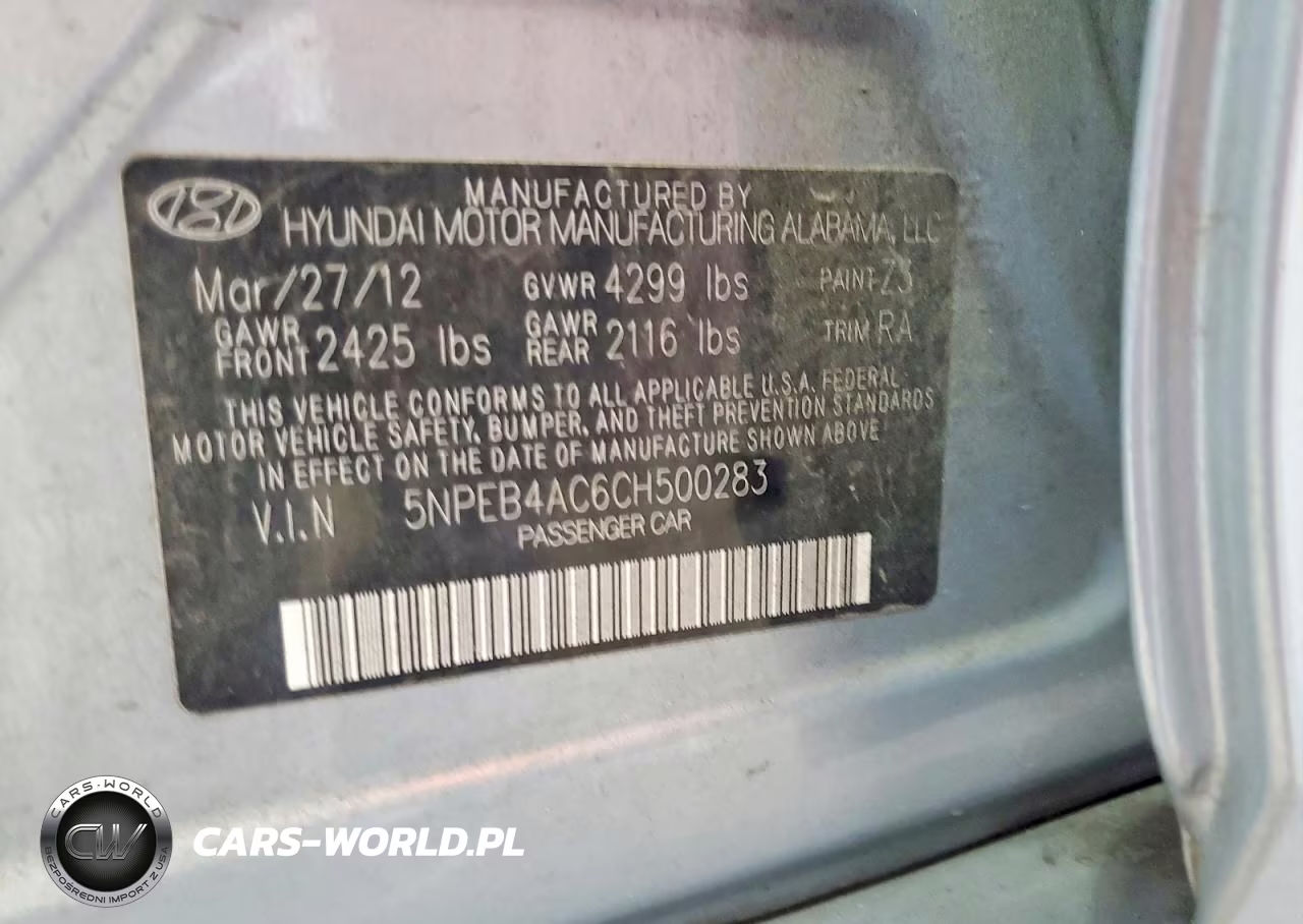 2012 Hyundai Sonata Gls VIN:5NPEB4AC6CH500283 - 12