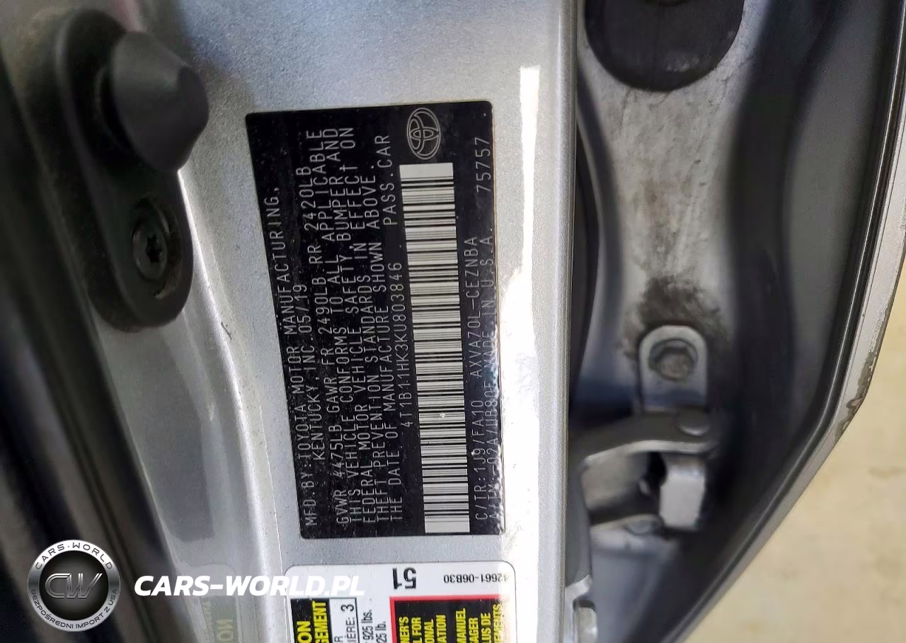 2019 Toyota Camry Le VIN:4T1B11HK3KU803846 - 12
