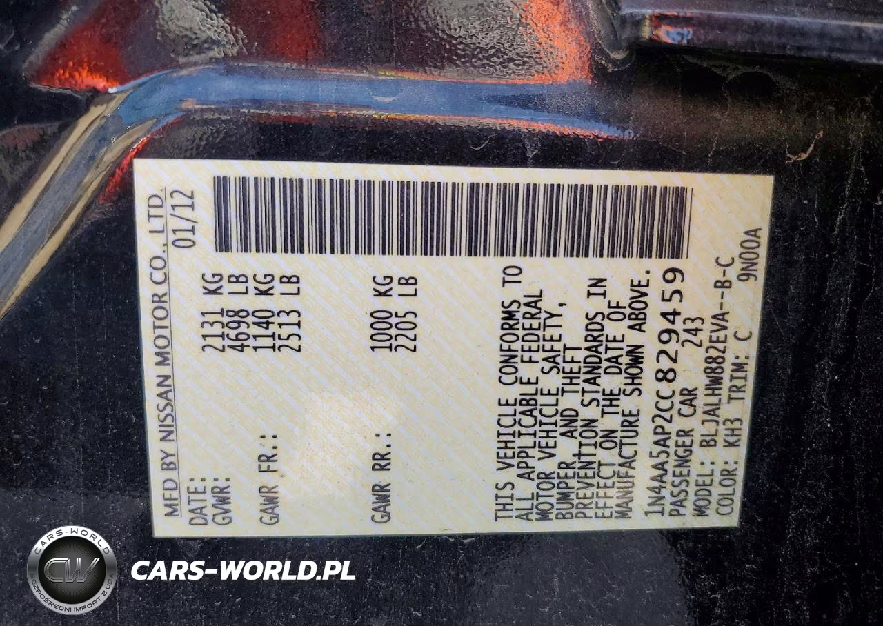 2012 Nissan Maxima 3.5 S VIN:1N4AA5AP2CC829459 - 12