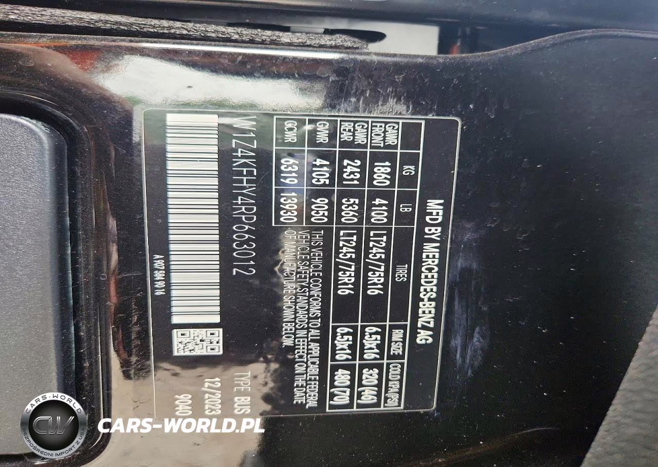2024 Mercedes-Benz Sprinter 2500 VIN:W1Z4KFHY4RP663012 - 14