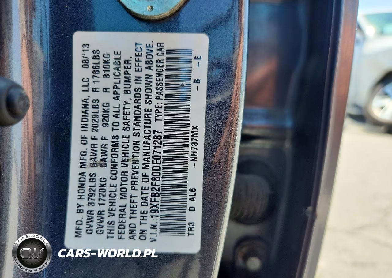 2013 Honda Civic Ex VIN:19XFB2F80DE071287 - 12