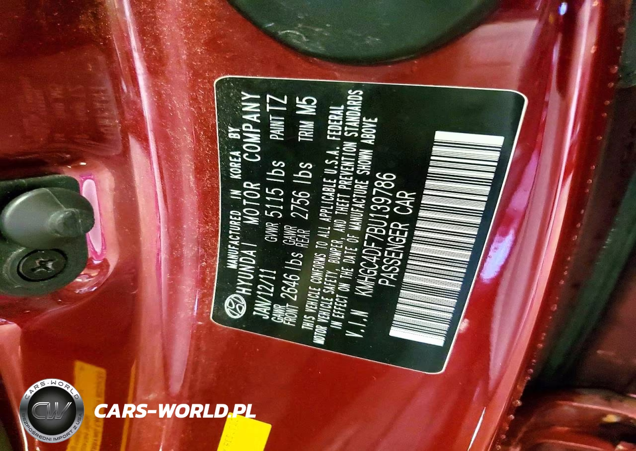 2011 Hyundai Genesis 4.6L VIN:KMHGC4DF7BU139786 - 12