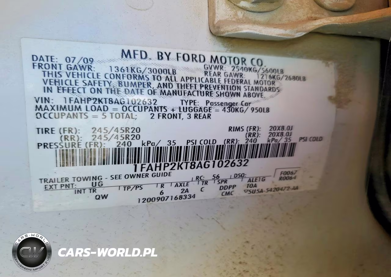 2010 Ford Taurus Sho VIN:1FAHP2KT8AG102632 - 12