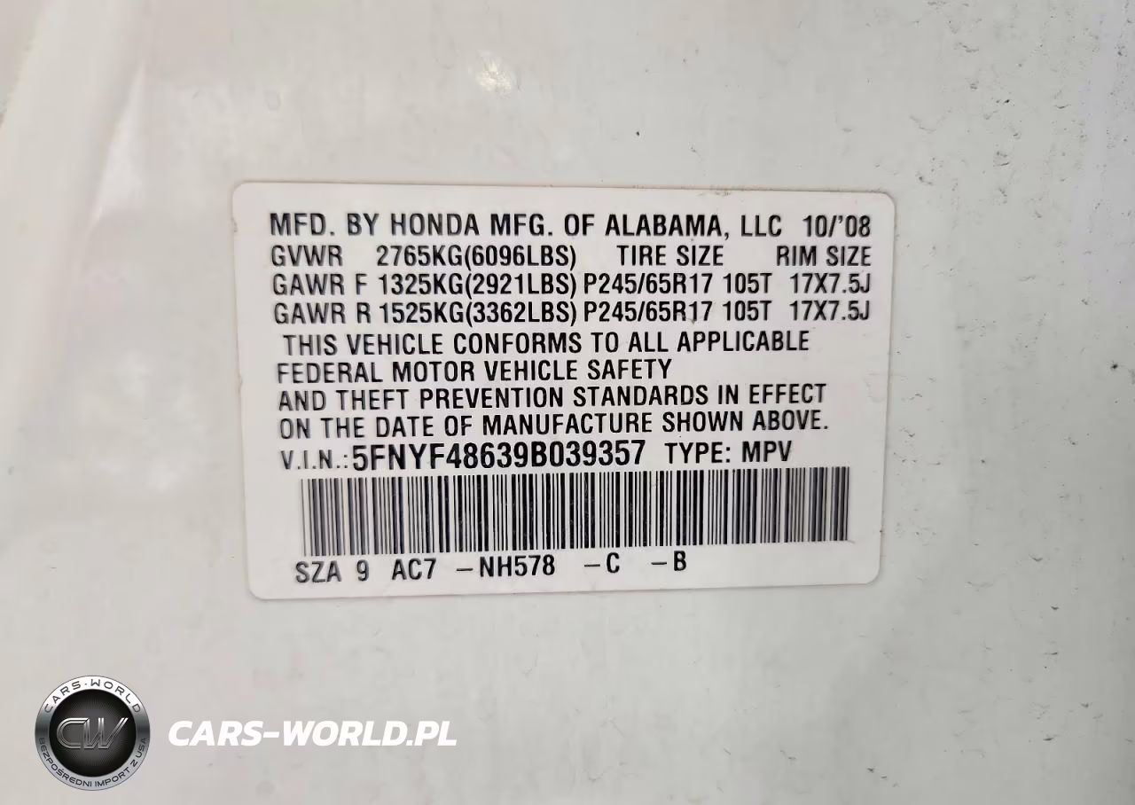 2009 Honda Pilot Exl VIN:5FNYF48639B039357 - 14