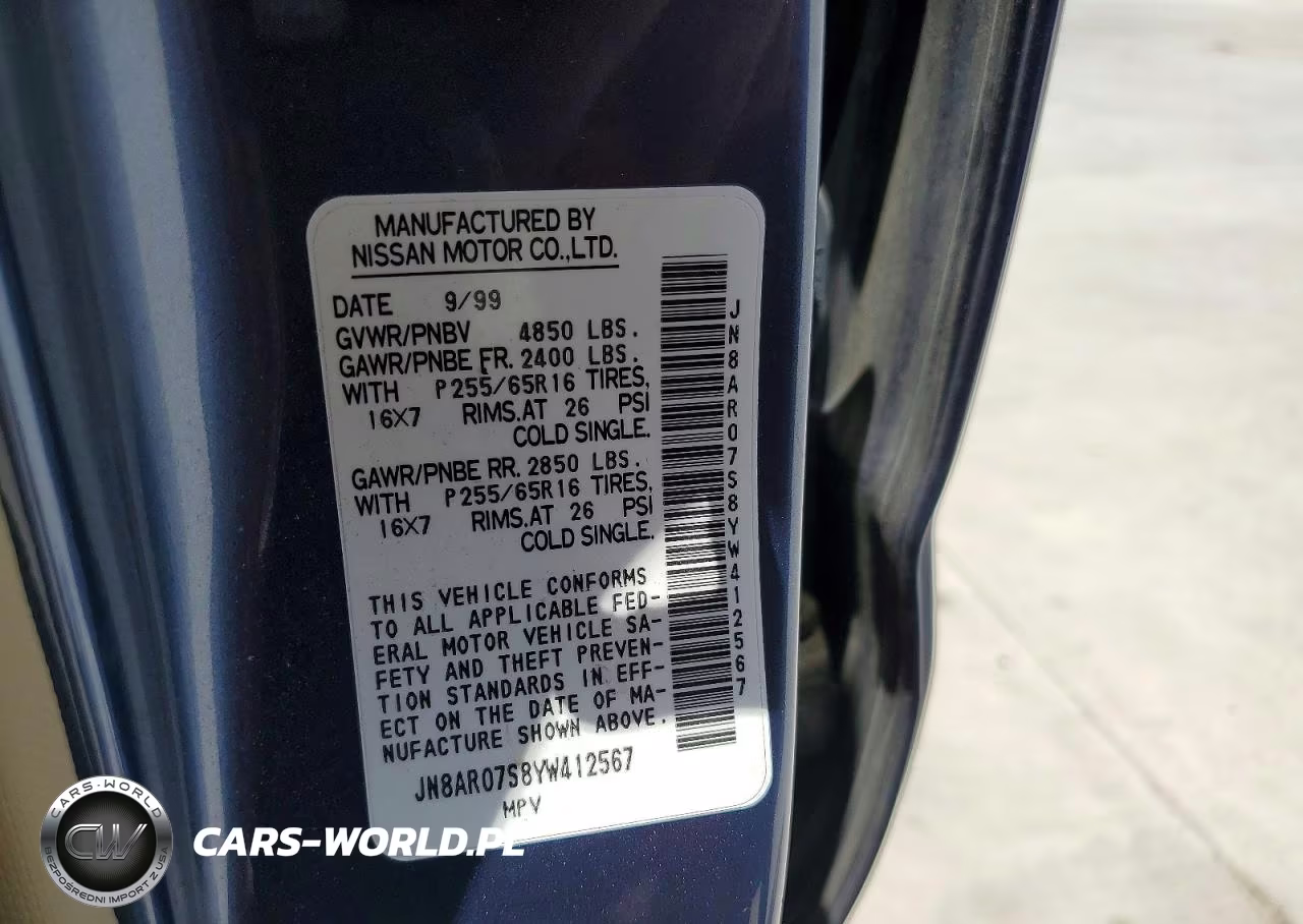 2000 Nissan Pathfinder Xe VIN:JN8AR07S8YW412567 - 13