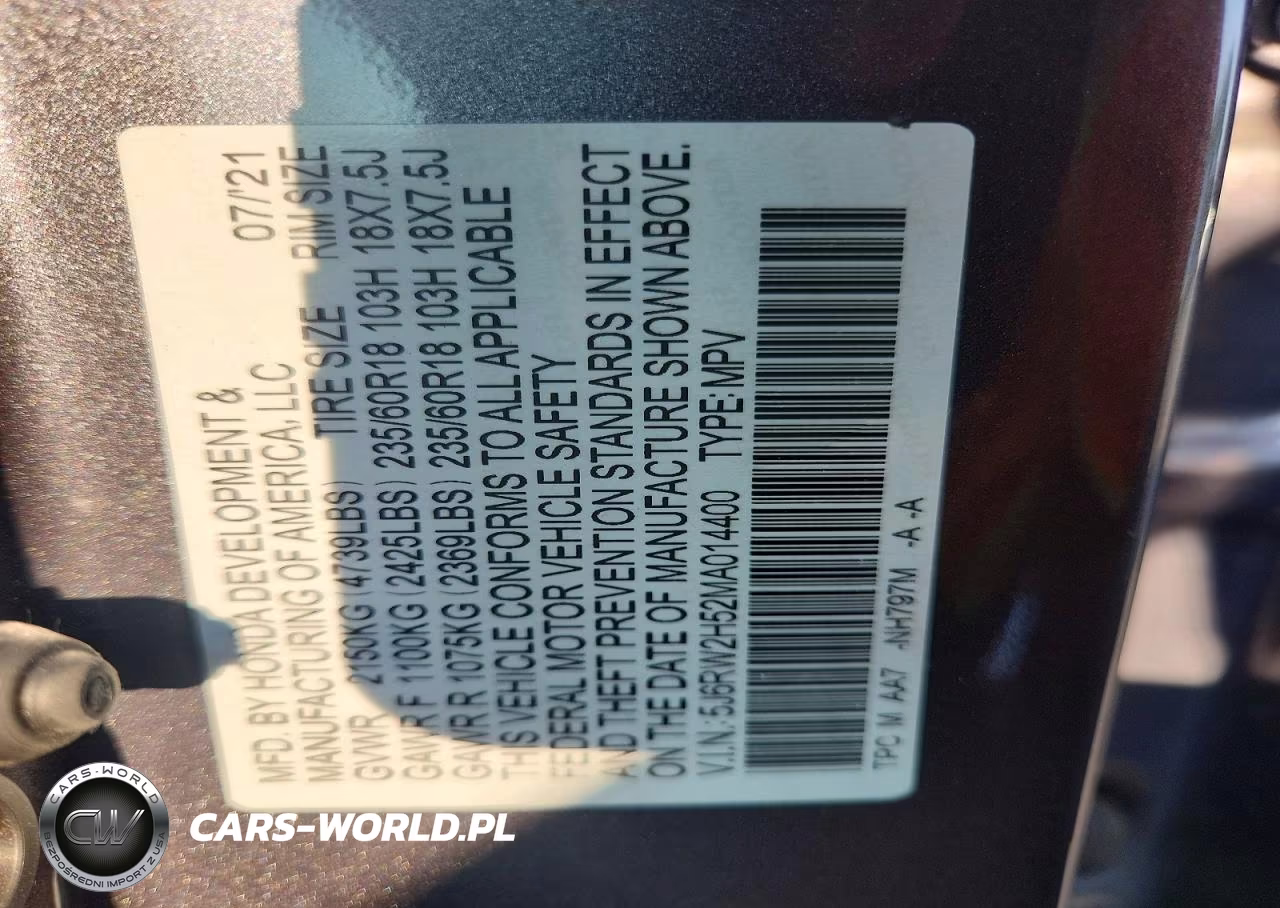 2021 Honda Cr-V Ex VIN:5J6RW2H52MA014400 - 13