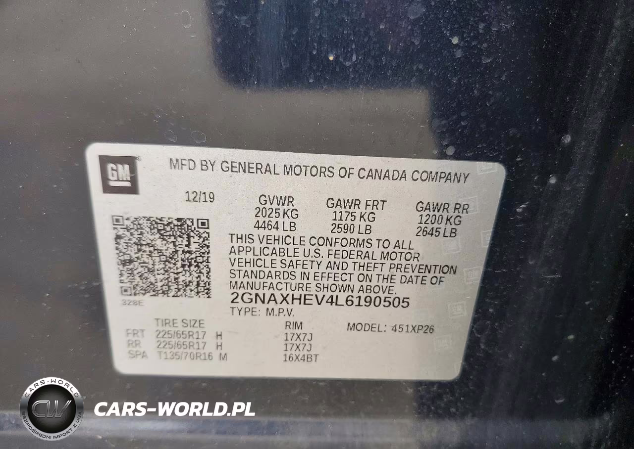 2020 Chevrolet Equinox Ls VIN:2GNAXHEV4L6190505 - 13