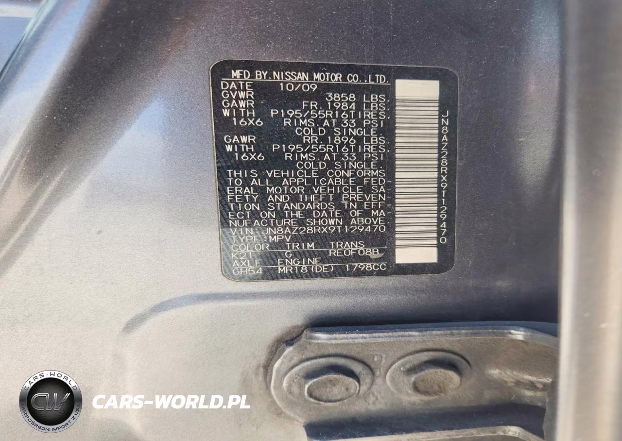 2009 Nissan Cube 1.8 VIN:JN8AZ28RX9T129470 - 12