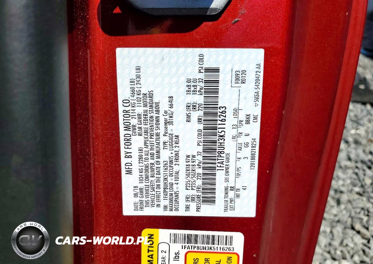 2019 Ford Mustang VIN:1FATP8UH3K5116263 - 12
