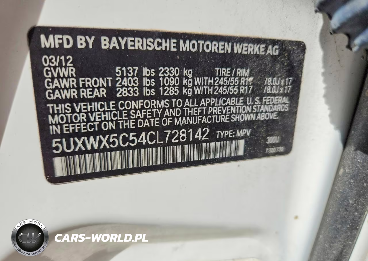2012 BMW X3 xDrive28I VIN:5UXWX5C54CL728142 - 12