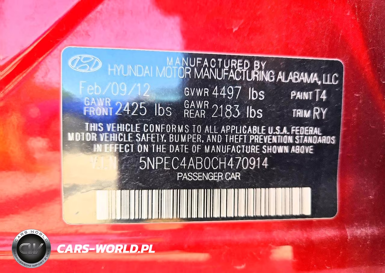 2012 Hyundai Sonata Se 2.0T VIN:5NPEC4AB0CH470914 - 12
