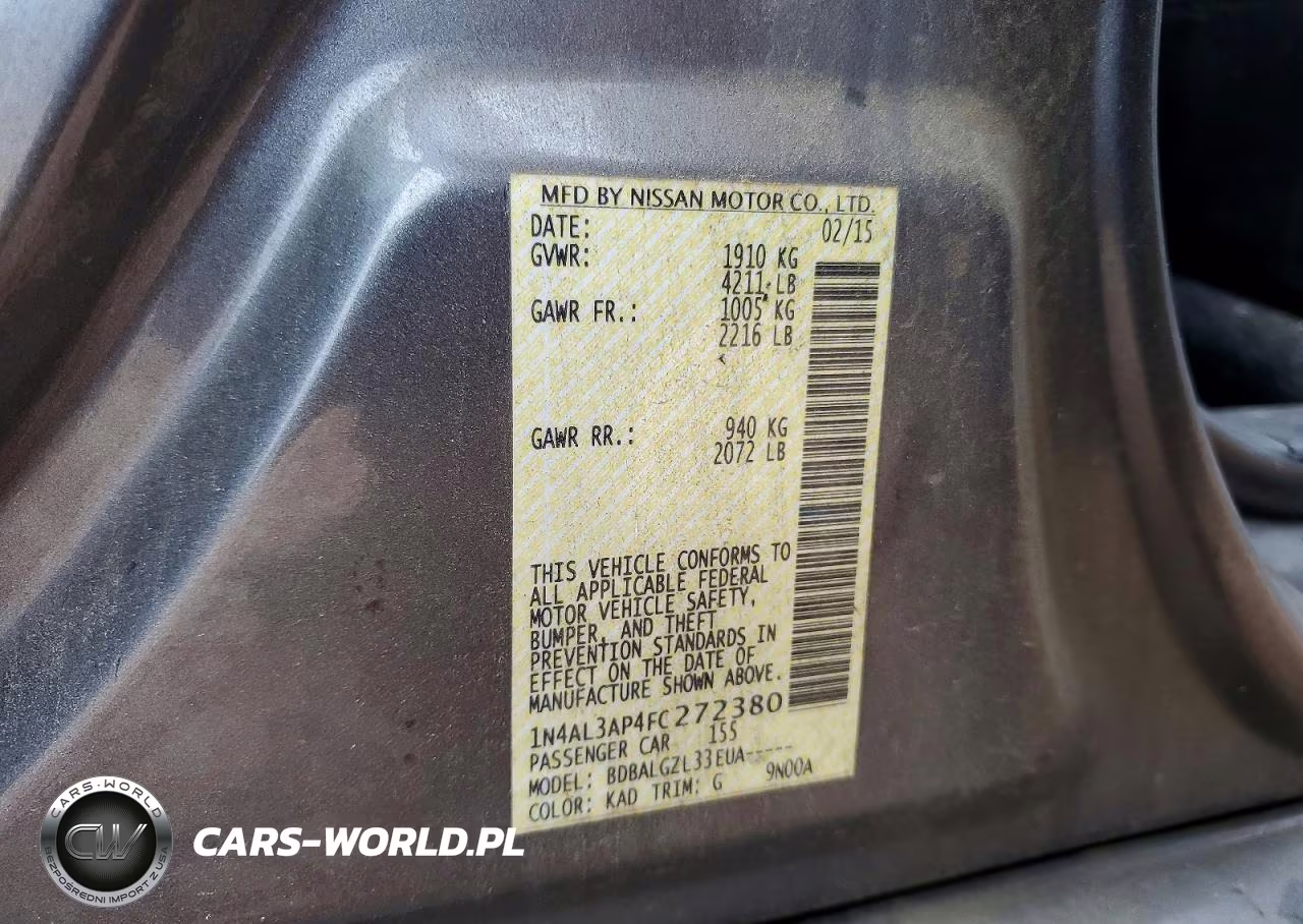 2015 Nissan Altima 2.5 S VIN:1N4AL3AP4FC272380 - 13