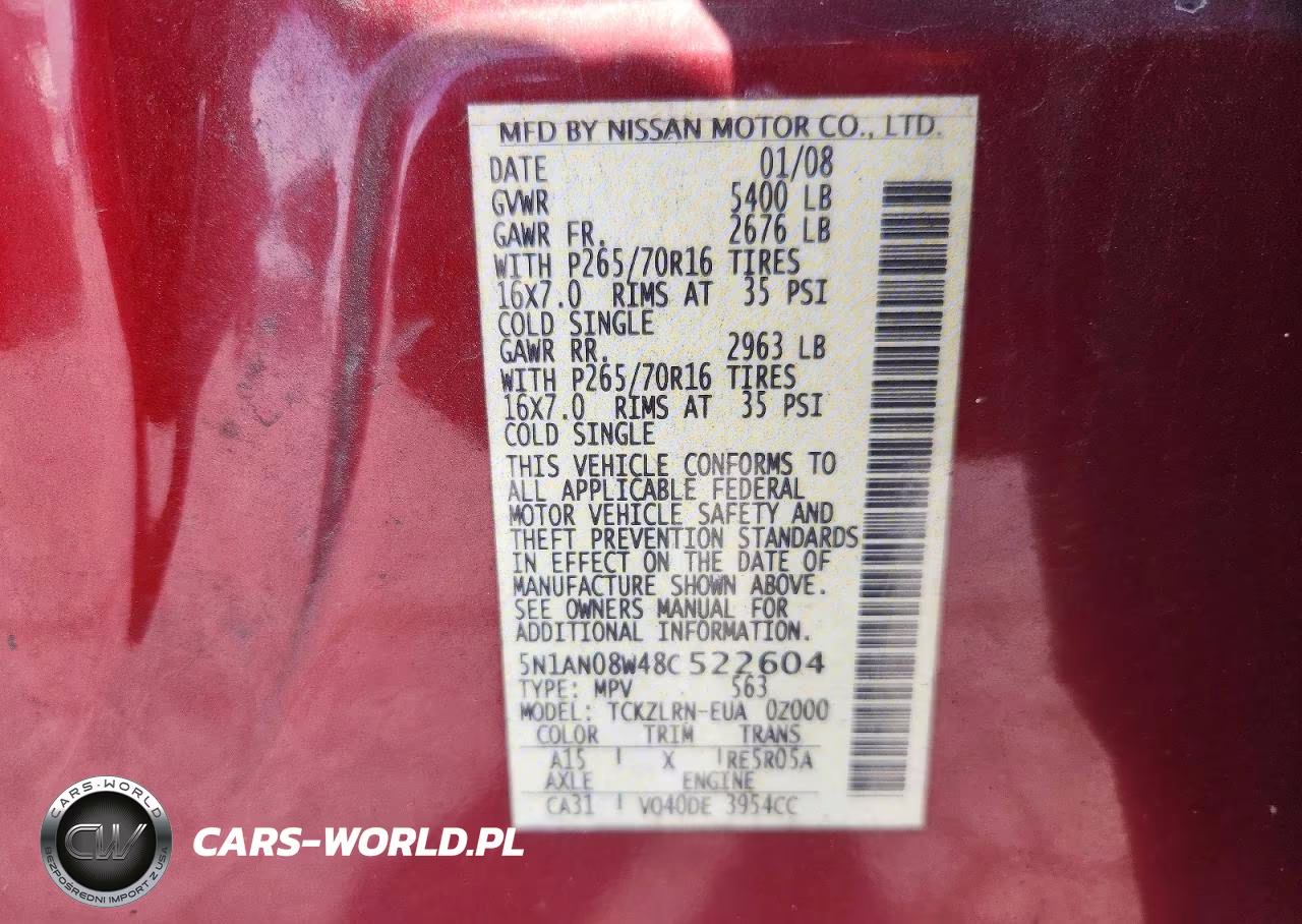 2008 Nissan Xterra X VIN:5N1AN08W48C522604 - 13