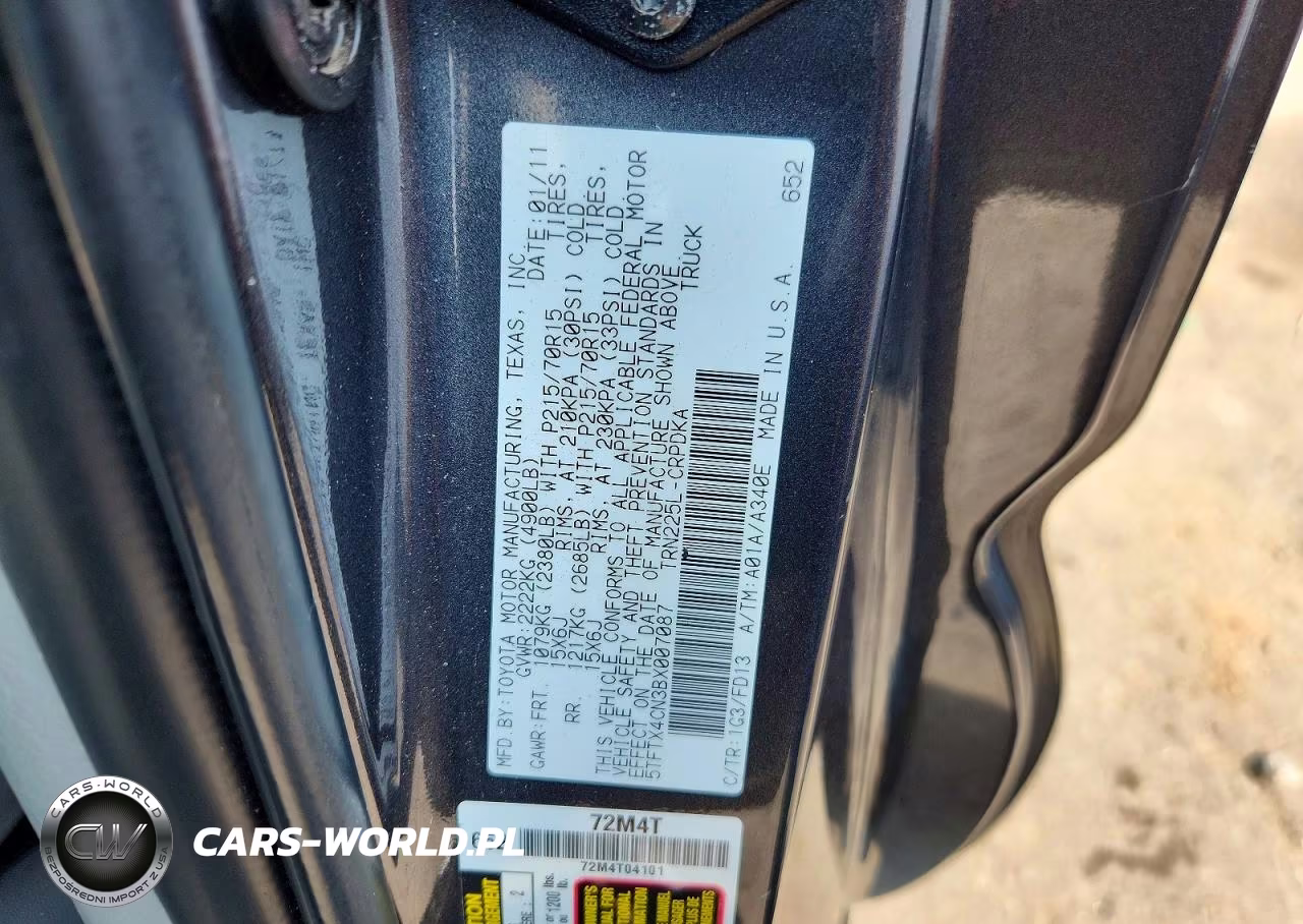 2011 Toyota Tacoma Base VIN:5TFTX4CN3BX007087 - 12