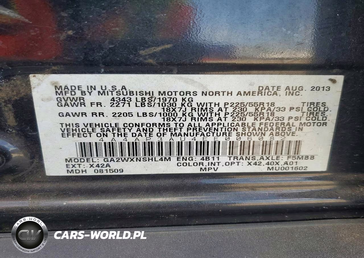 2014 Mitsubishi Outlander Sport Es VIN:4A4AP3AU4EE006082 - 12