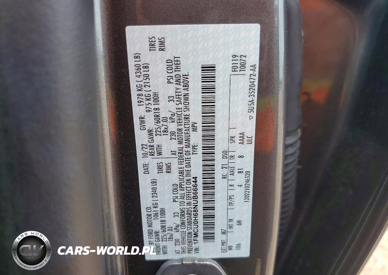 2022 Ford Escape Sel VIN:1FMCU0H68NUB66644 - 13