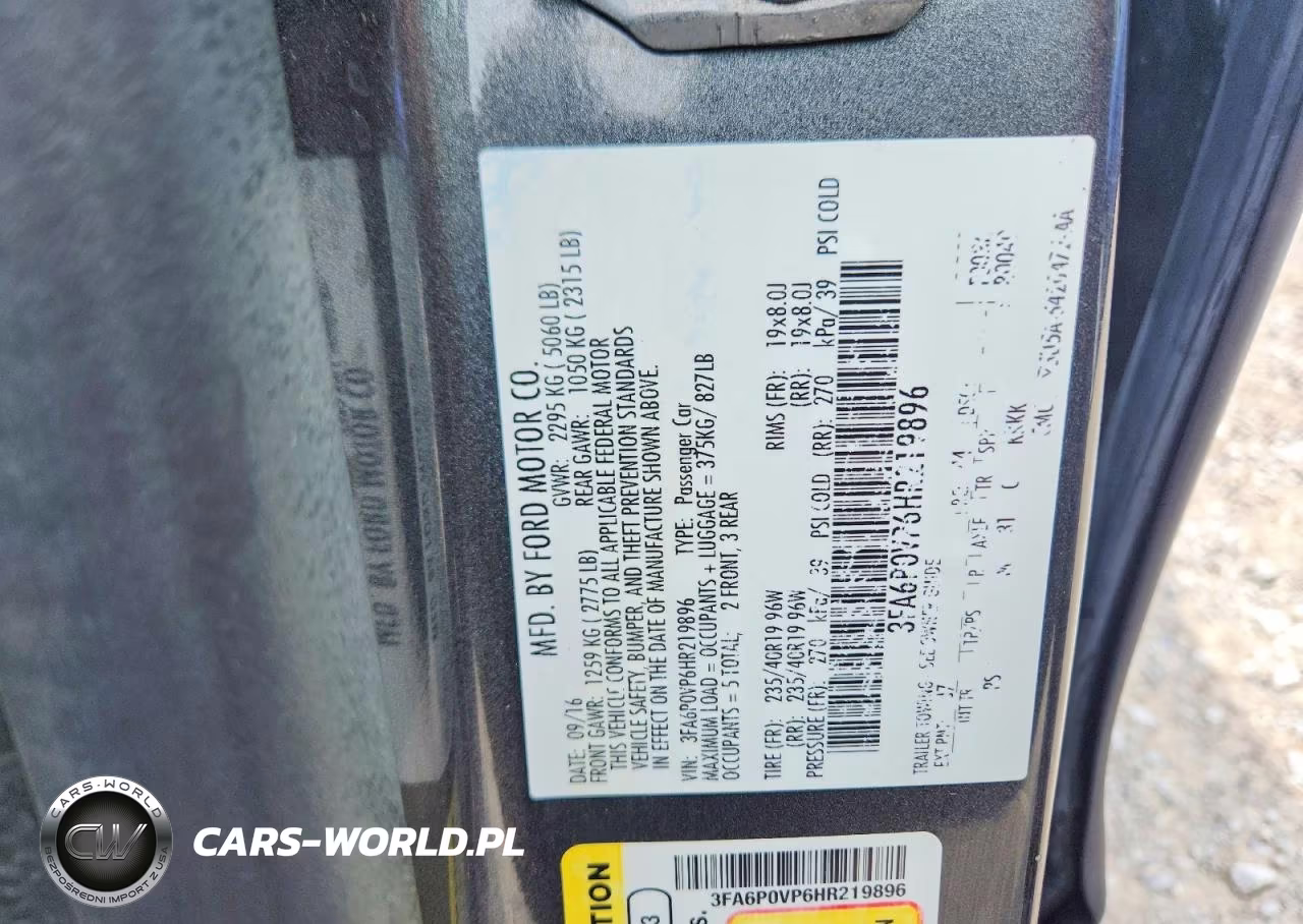 2017 Ford Fusion Sport VIN:3FA6P0VP6HR219896 - 12