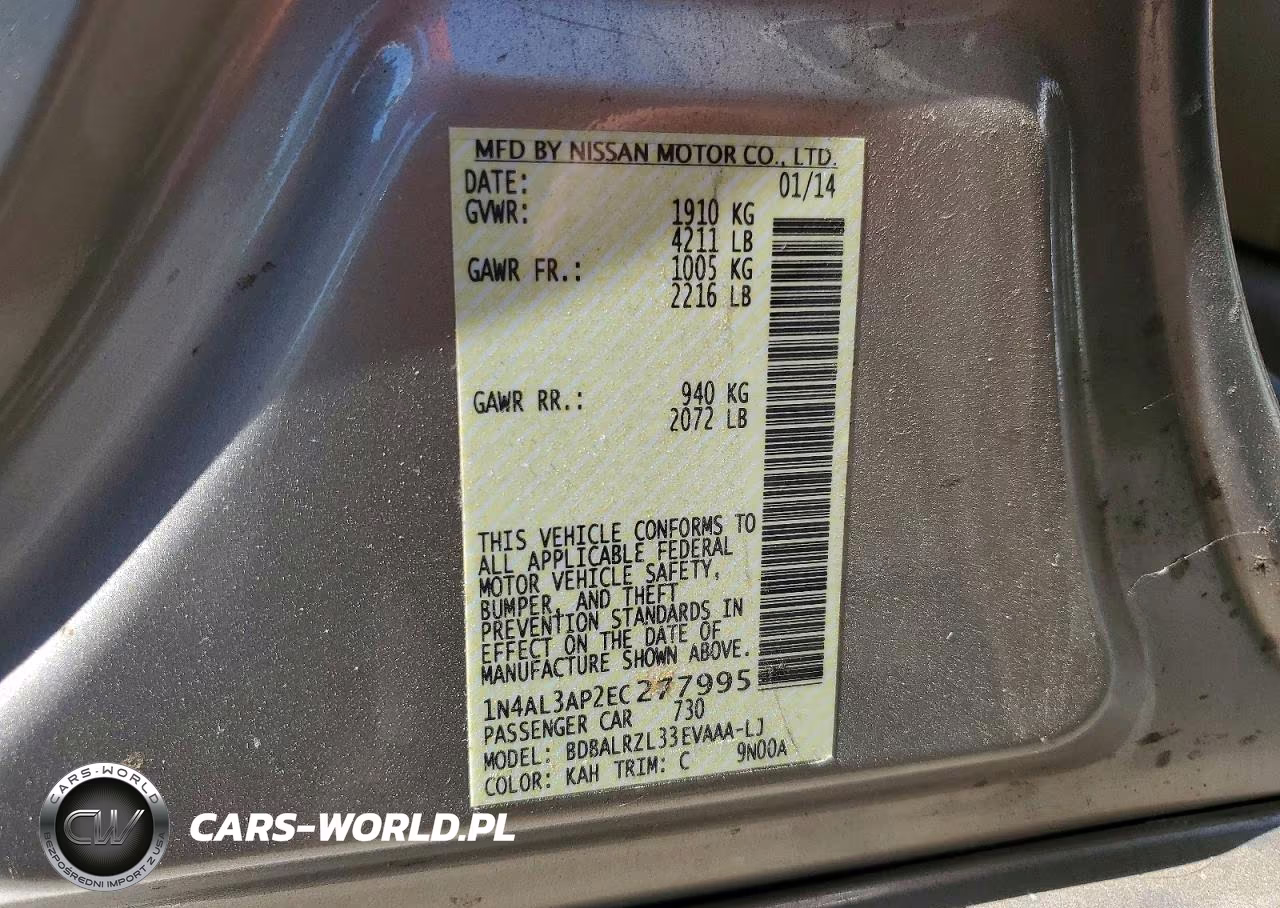 2014 Nissan Altima 2.5 S VIN:1N4AL3AP2EC277995 - 12