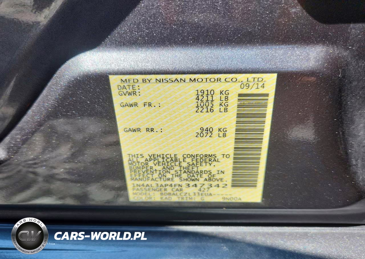 2015 Nissan Altima 2.5 S VIN:1N4AL3AP4FN347342 - 13