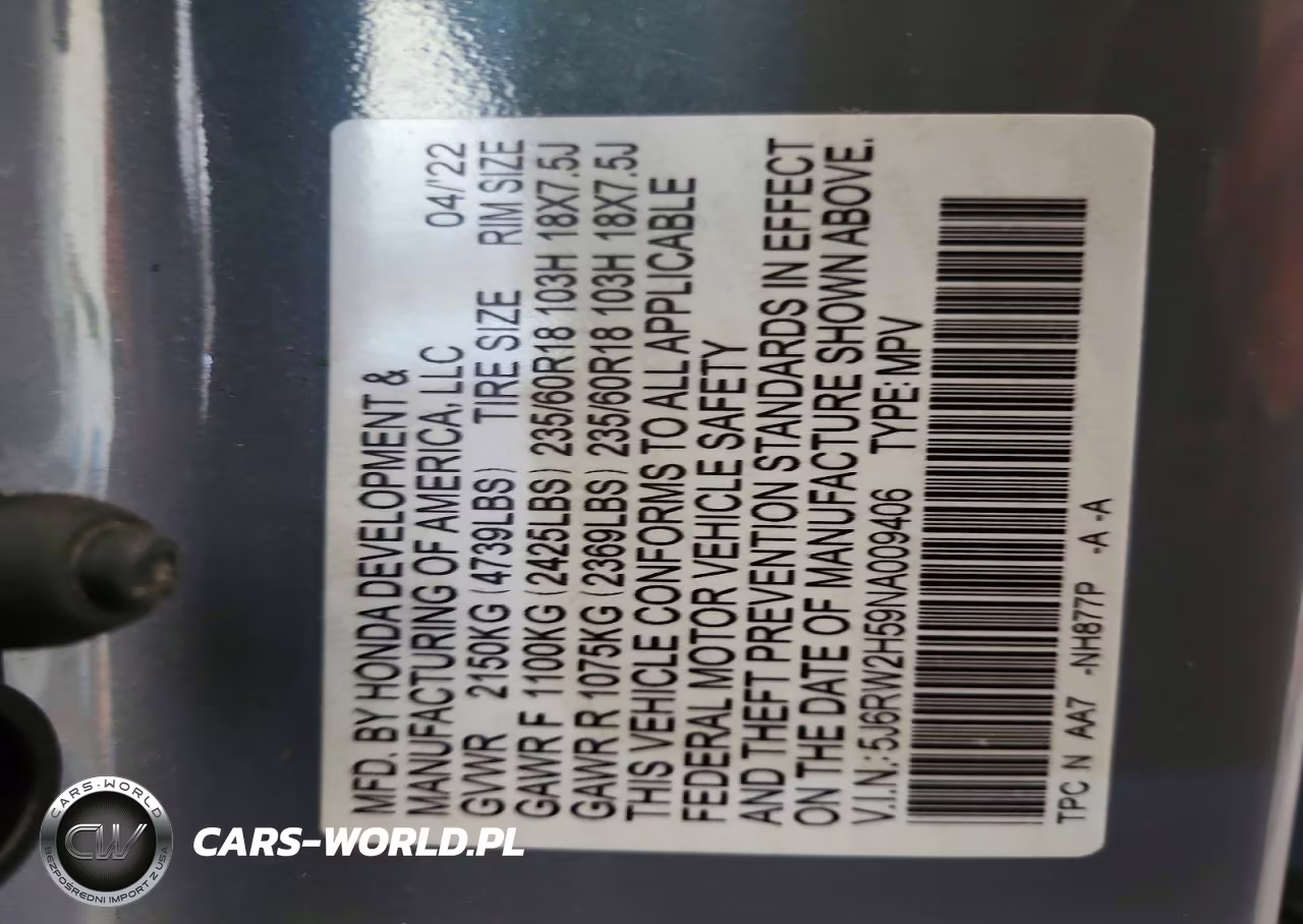 2022 Honda Cr-V Ex VIN:5J6RW2H59NA009406 - 13