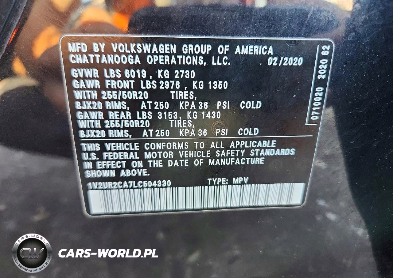2020 Volkswagen Atlas Se VIN:1V2UR2CA7LC504330 - 12