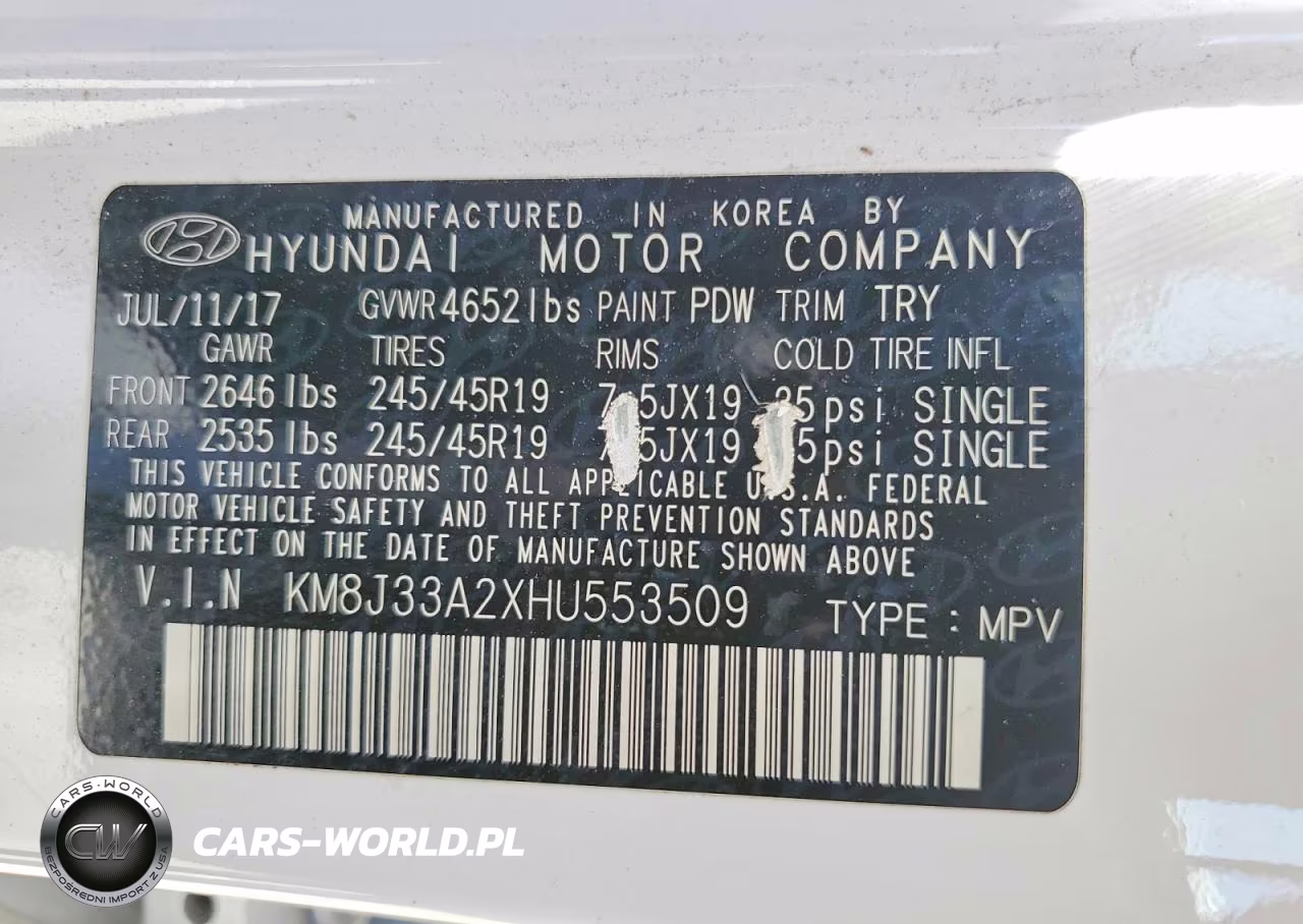 2017 Hyundai Tucson Night VIN:KM8J33A2XHU553509 - 13