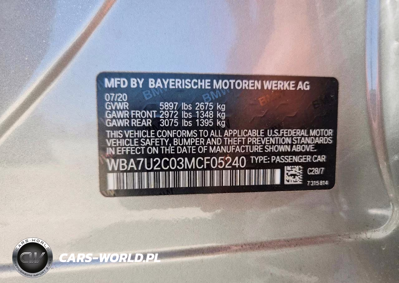 2021 BMW 750 Xi VIN:WBA7U2C03MCF05240 - 13