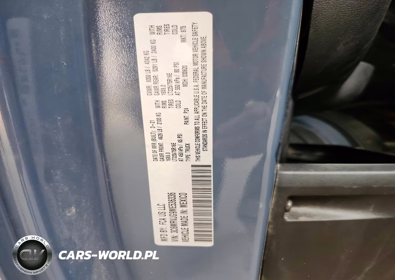 2021 Ram Promaster 3500 Delivery Van VIN:3C6MRVJG9ME536336 - 13