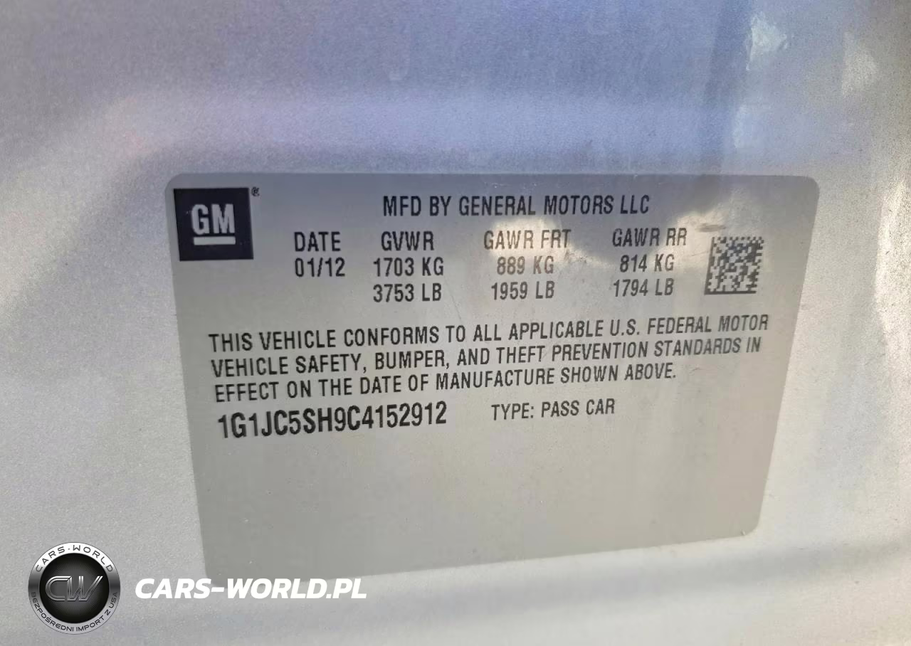 2012 Chevrolet Sonic Lt VIN:1G1JC5SH9C4152912 - 12