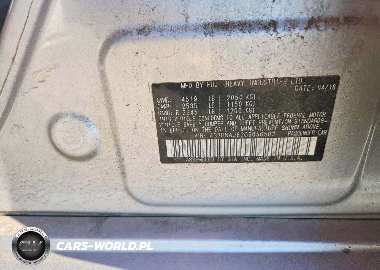 2016 Subaru Legacy 2.5I Limited VIN:4S3BNAJ62G3056503 - 12