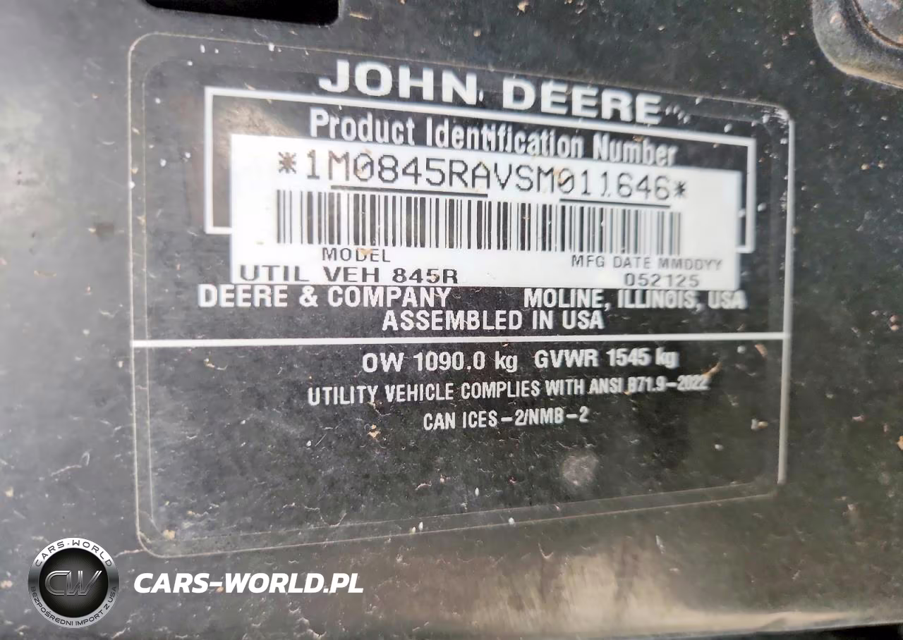 2025 John Deere Xuv845R Utility Vehicle VIN:1M0845RAVSM011646 - 10