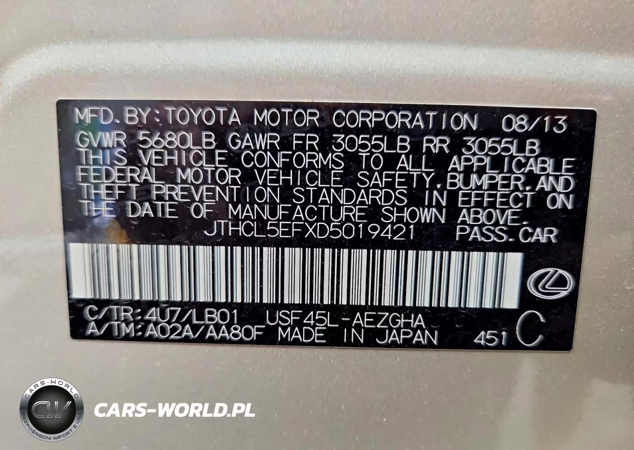 2013 Lexus Ls 460 VIN:JTHCL5EFXD5019421 - 12