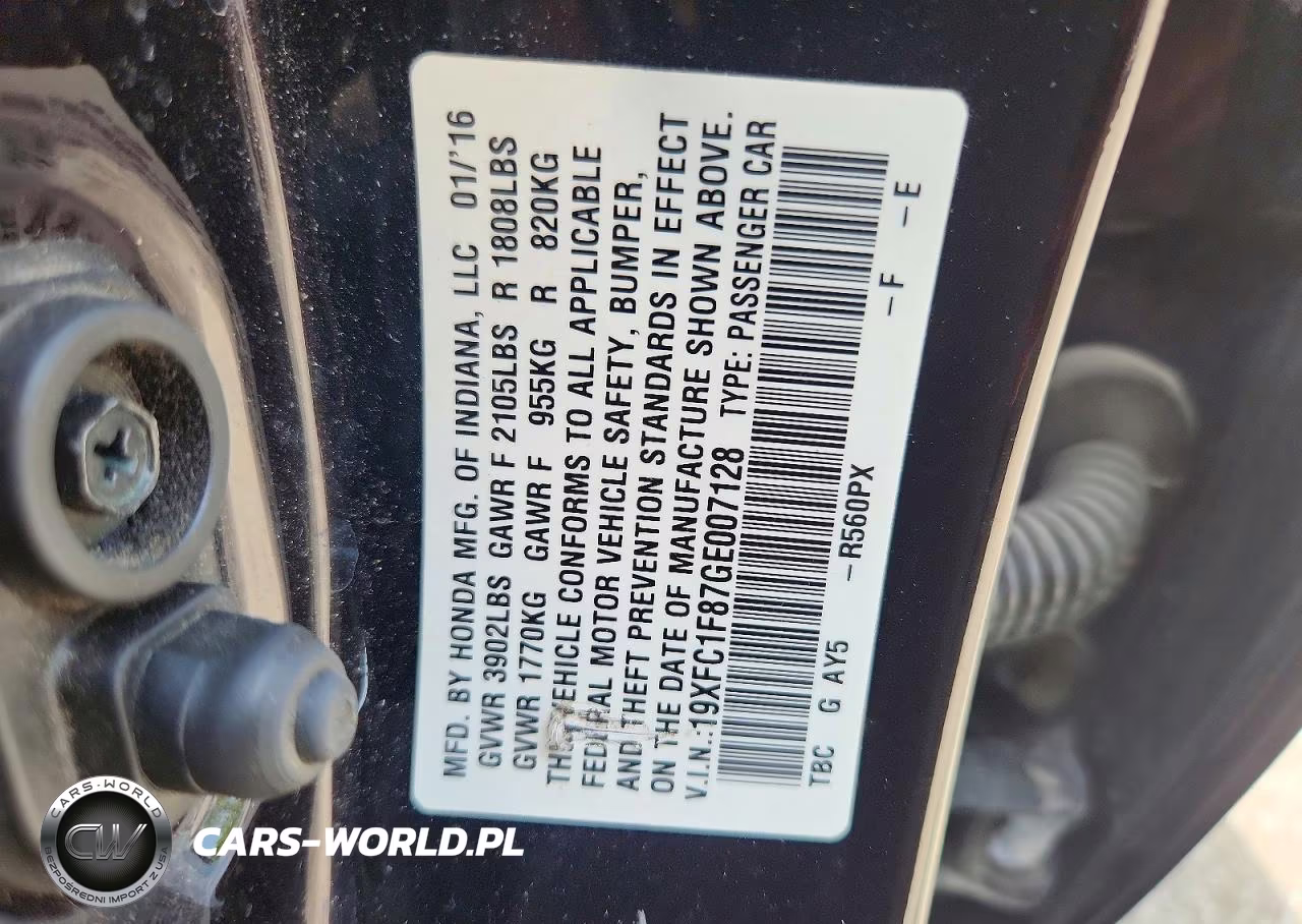 2016 Honda Civic Ex VIN:19XFC1F87GE007128 - 12