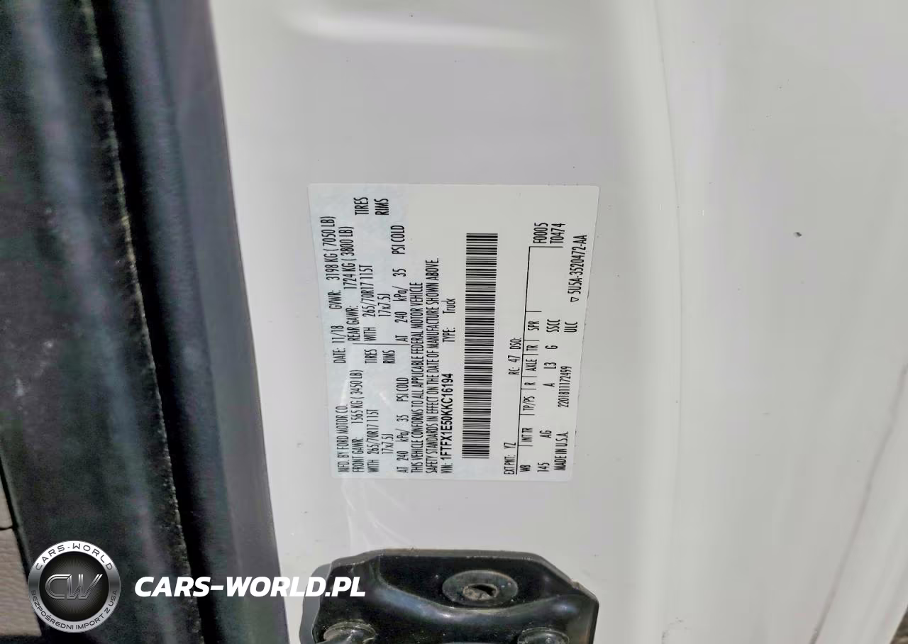 2019 Ford F150 Super Cab VIN:1FTFX1E50KKC16194 - 12