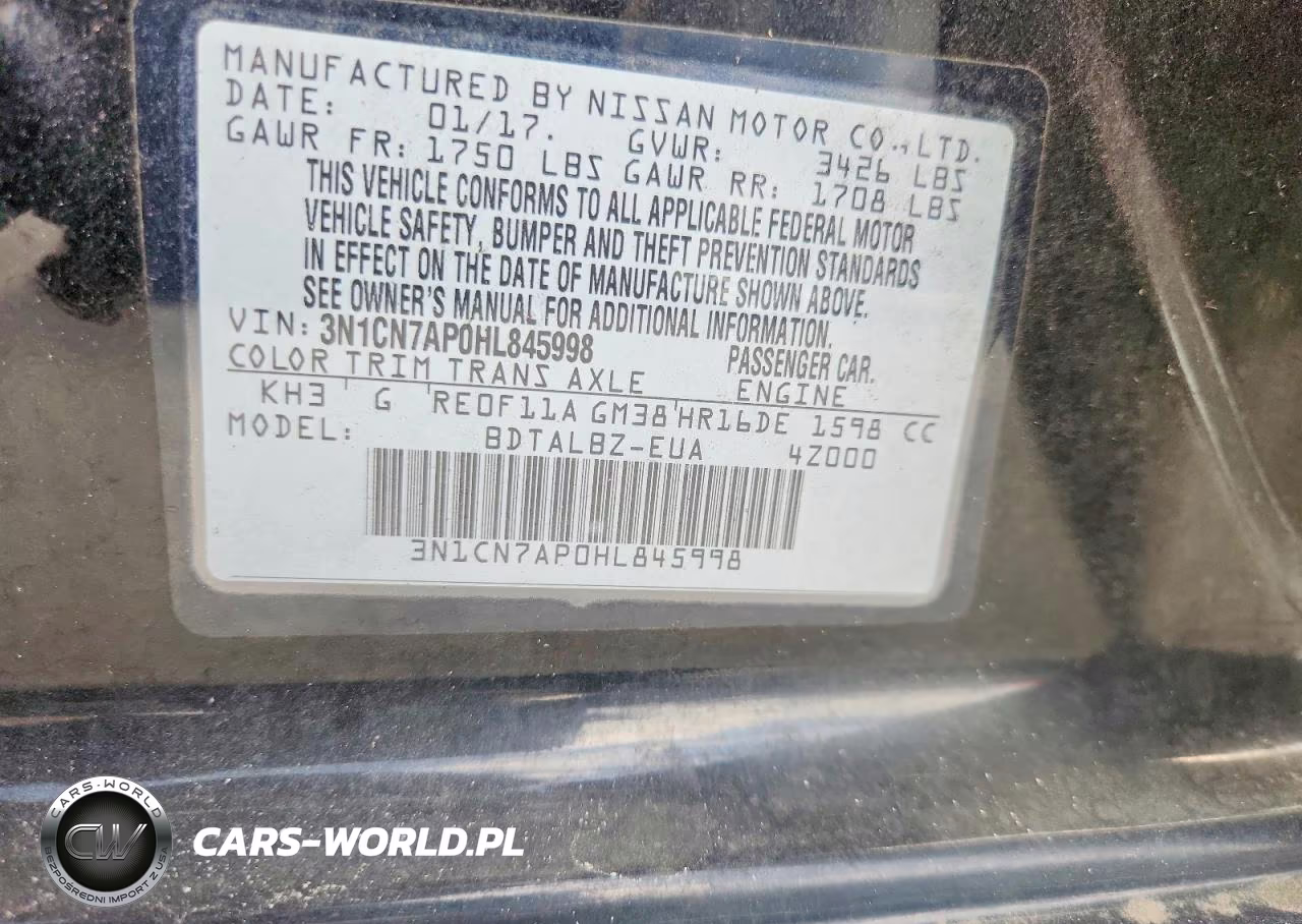 2017 Nissan Versa 1.6 Sv VIN:3N1CN7AP0HL845998 - 12
