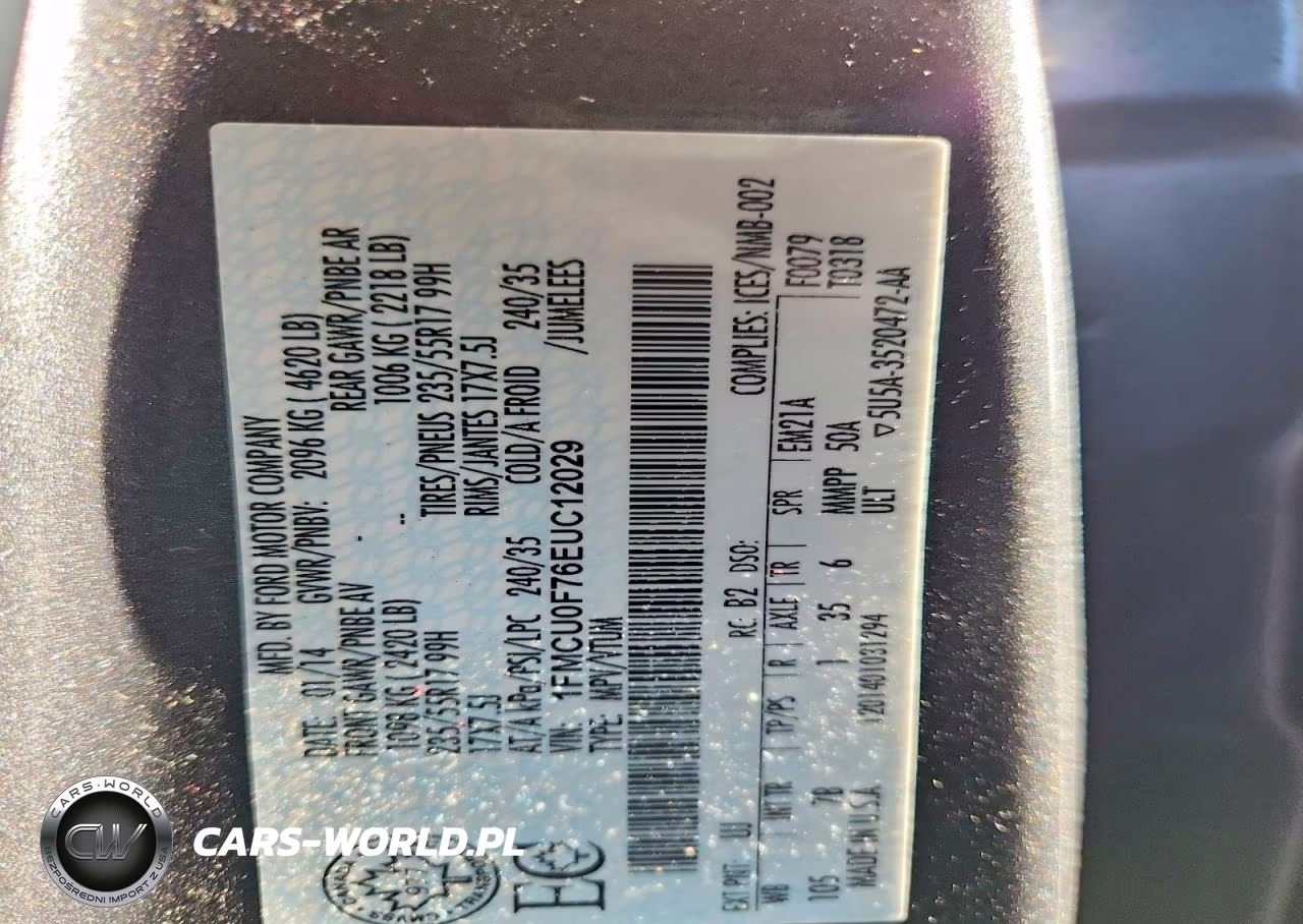 2014 Ford Escape S VIN:1FMCU0F76EUC12029 - 12