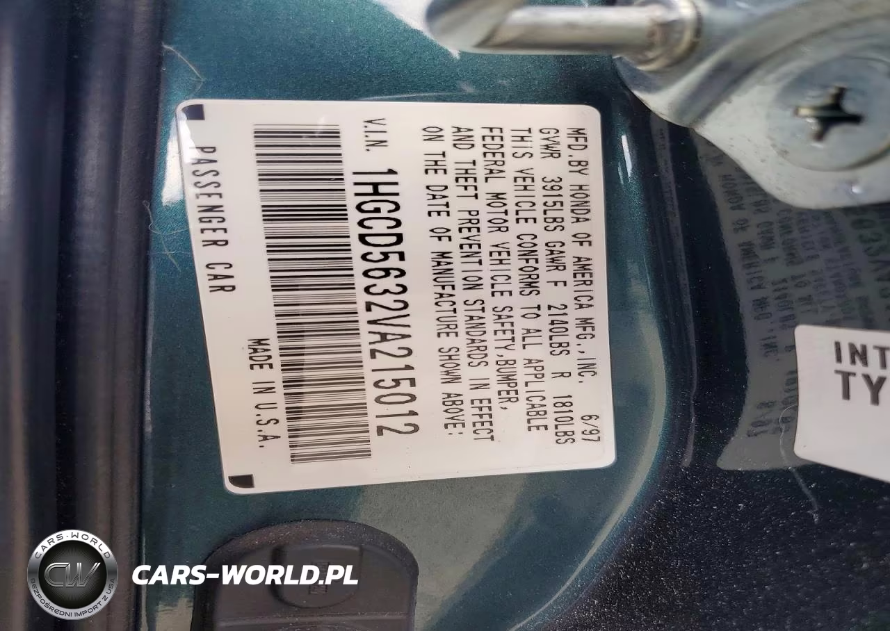1997 Honda Accord Lx VIN:1HGCD5632VA215012 - 12