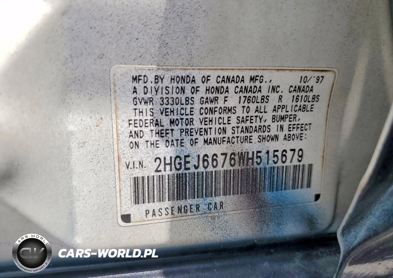 1998 Honda Civic Lx VIN:2HGEJ6676WH515679 - 12