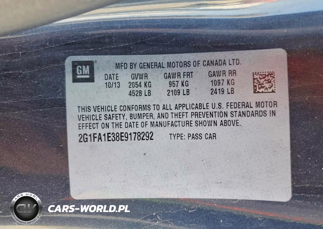 2014 Chevrolet Camaro Ls VIN:2G1FA1E38E9178292 - 12