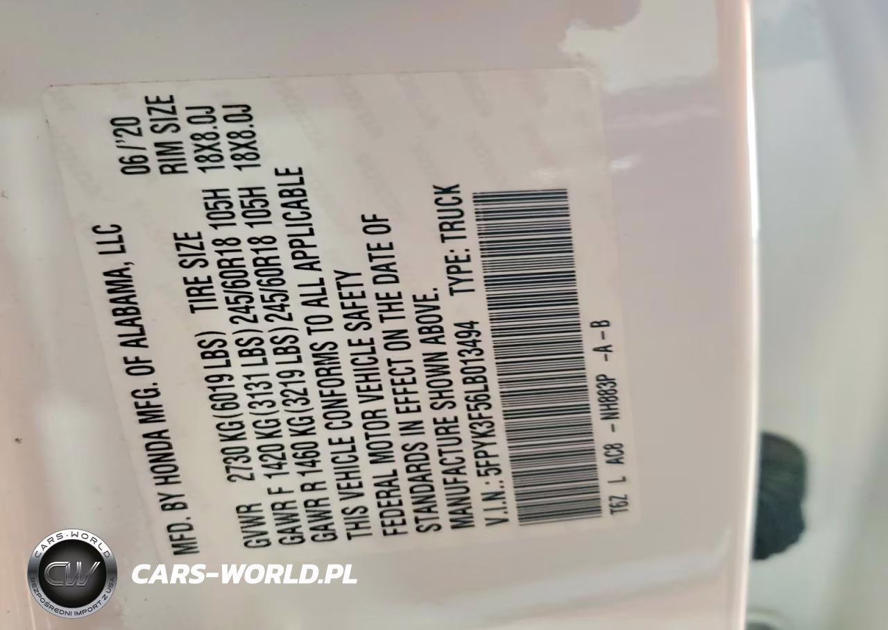 2020 Honda Ridgeline Rtl VIN:5FPYK3F56LB013494 - 12