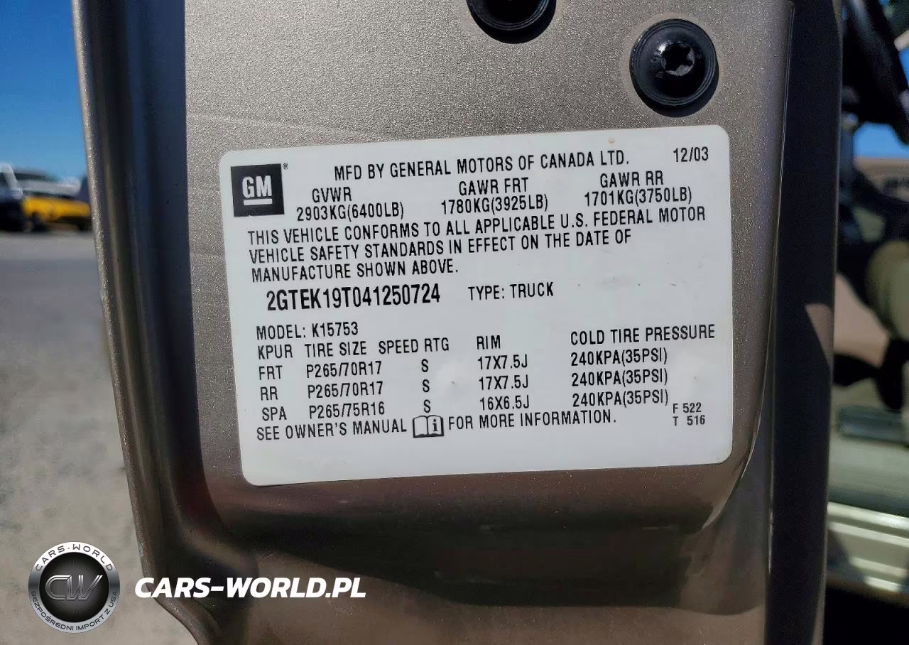 2004 GMC New Sierra K1500 VIN:2GTEK19T041250724 - 12