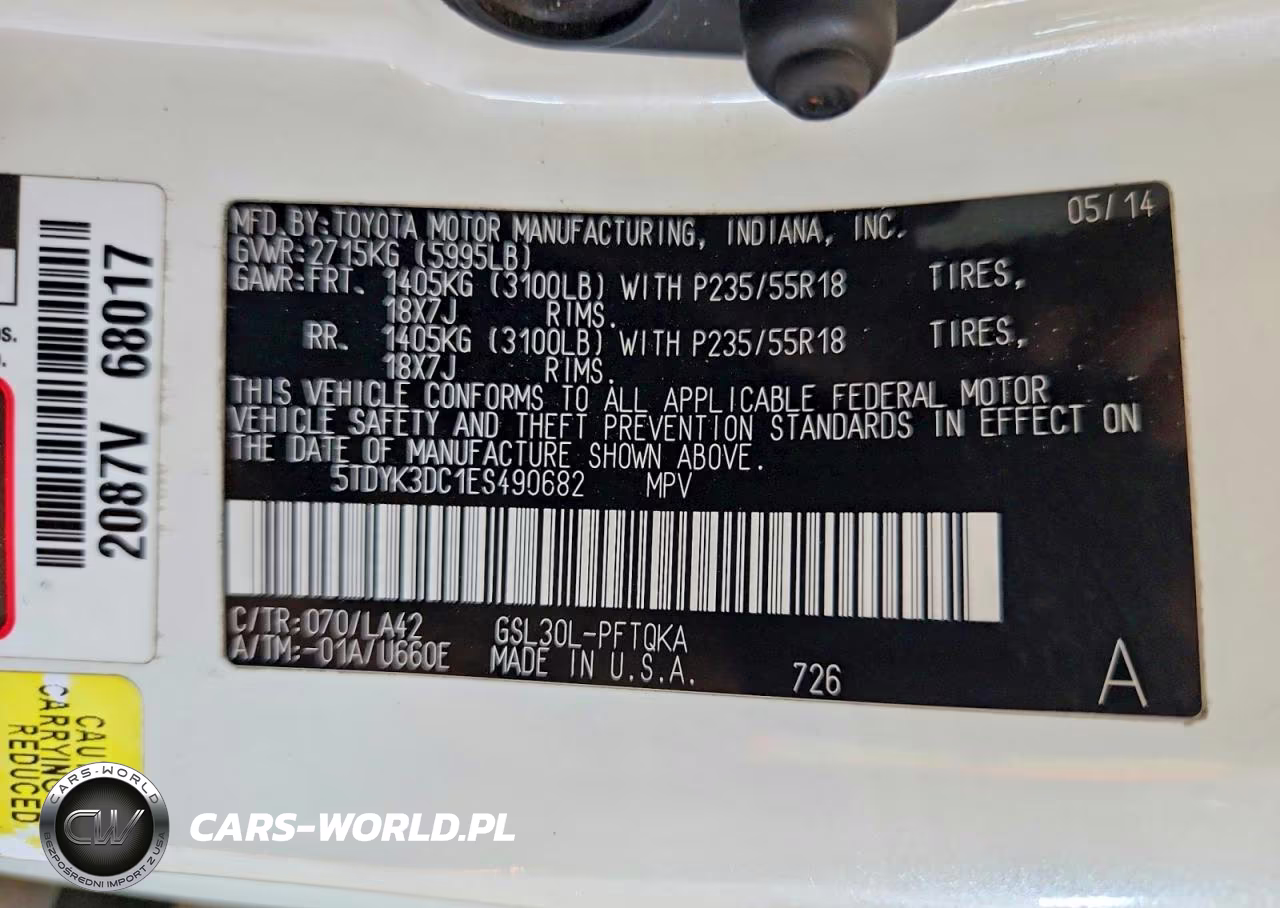 2014 Toyota Sienna Limited 7-Passenger VIN:5TDYK3DC1ES490682 - 13