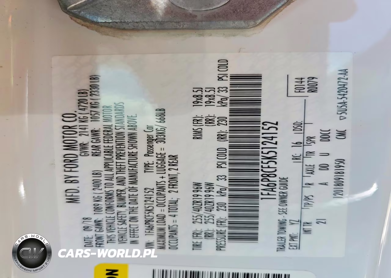 2019 Ford Mustang Gt VIN:1FA6P8CF5K5124152 - 12
