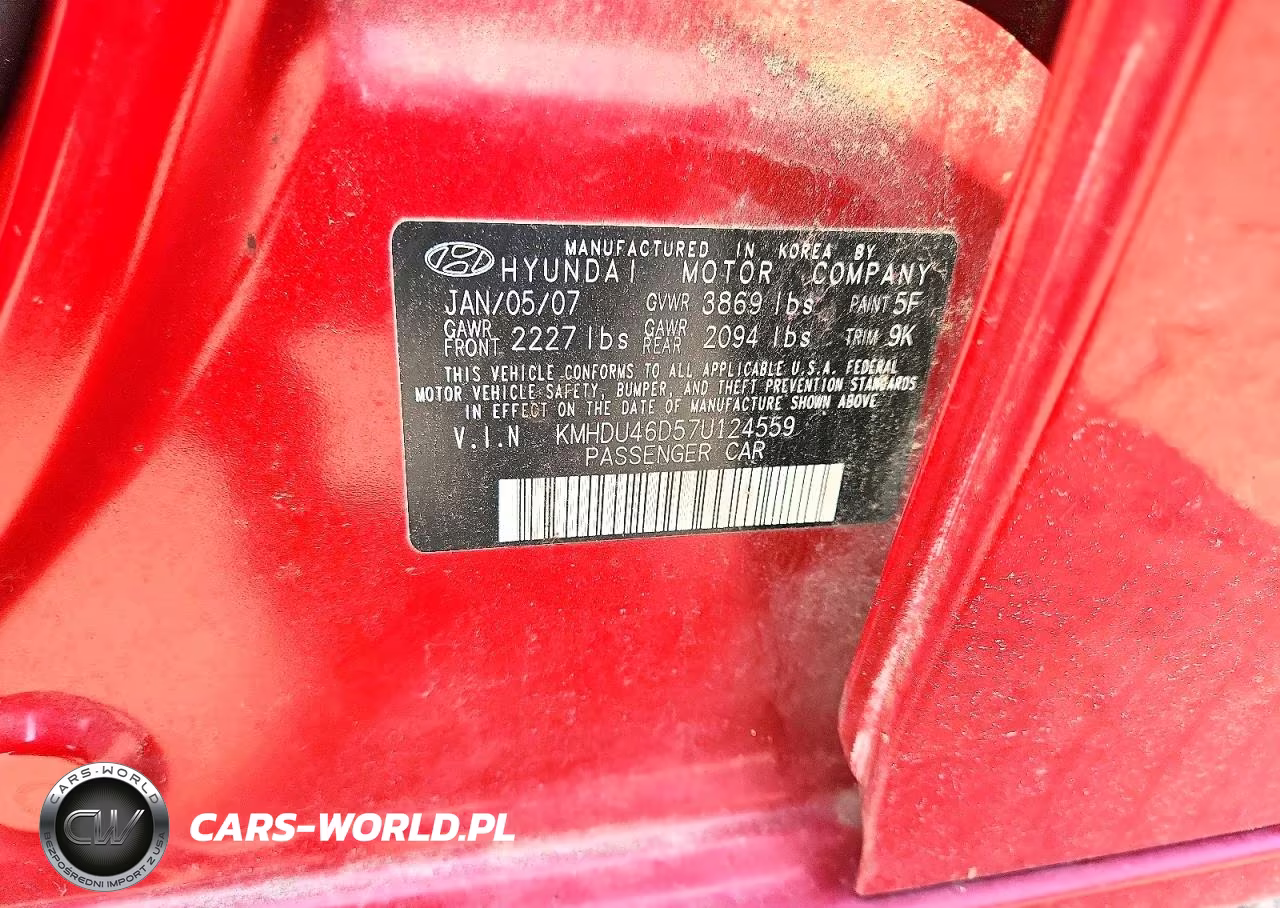 2007 Hyundai Elantra Gls VIN:KMHDU46D57U124559 - 12