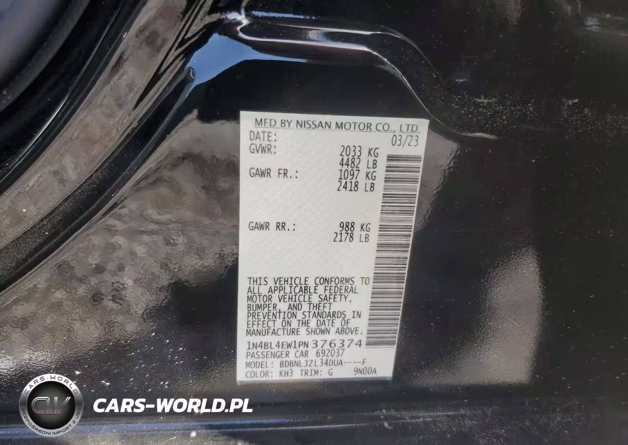 2023 Nissan Altima 2.5 Sl VIN:1N4BL4EW1PN376374 - 12