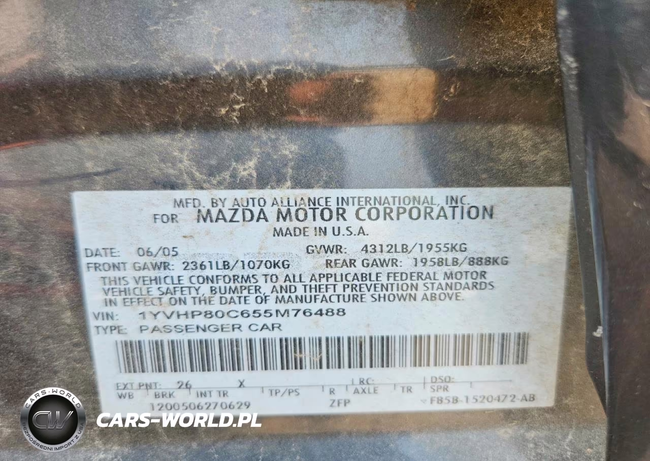 2005 Mazda 6 I VIN:1YVHP80C655M76488 - 12