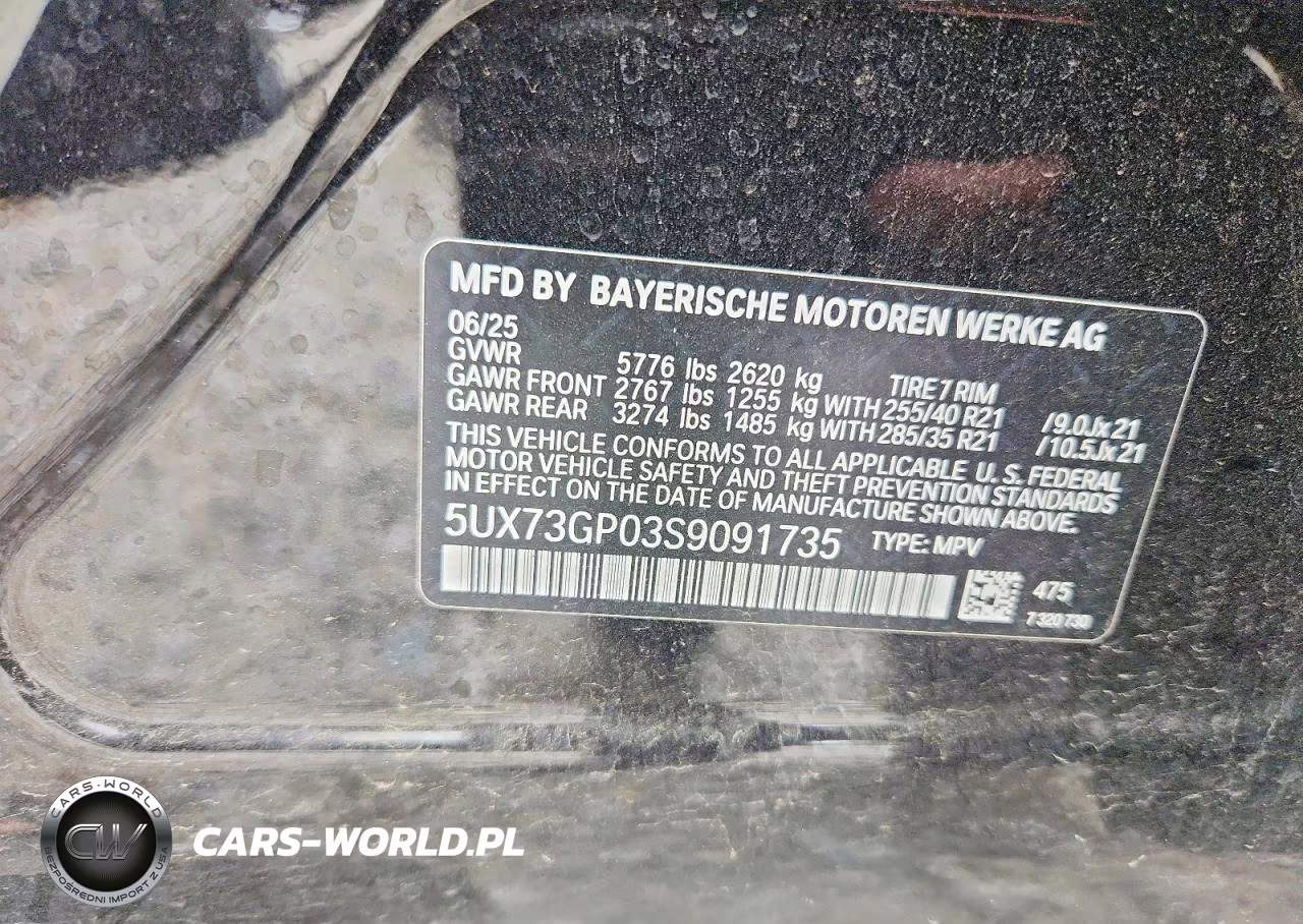 2025 BMW X3 M50 VIN:5UX73GP03S9091735 - 13