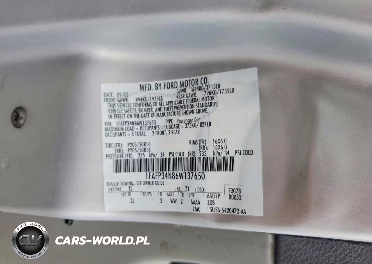 2006 Ford Focus Zx4 VIN:1FAFP34N86W137650 - 12