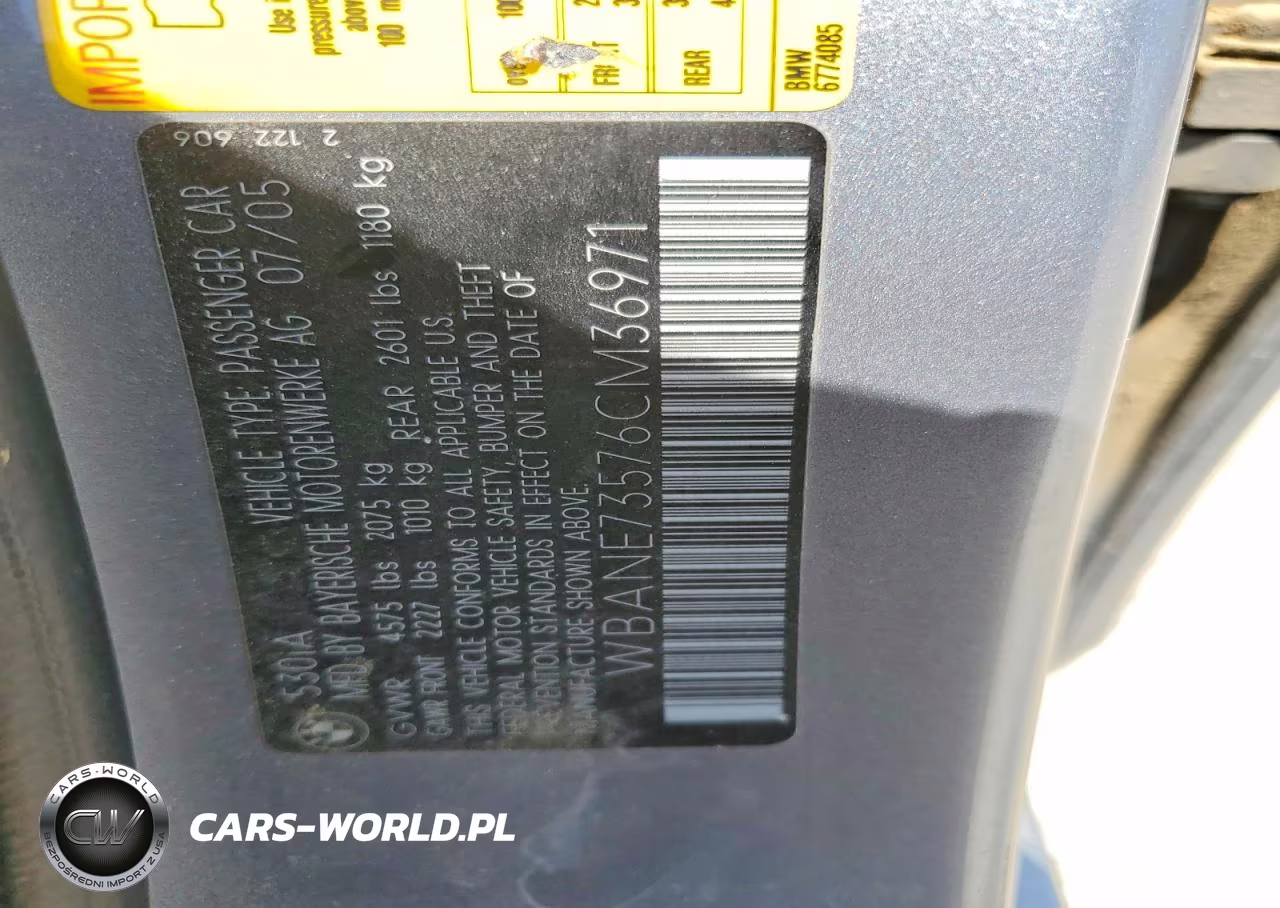 2006 BMW 530 I VIN:WBANE73576CM36971 - 12